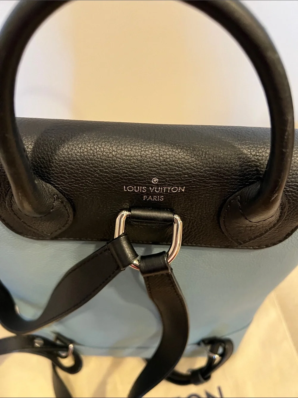 Louis Vuitton Black and Blue Leather Top-Handle Backpack